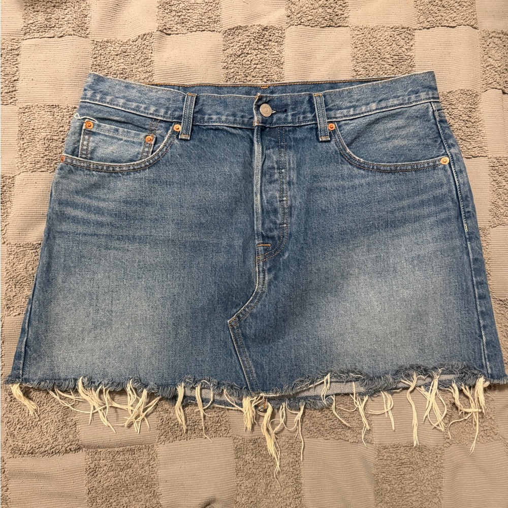 Levi's Blue Frayed Mini Skirt